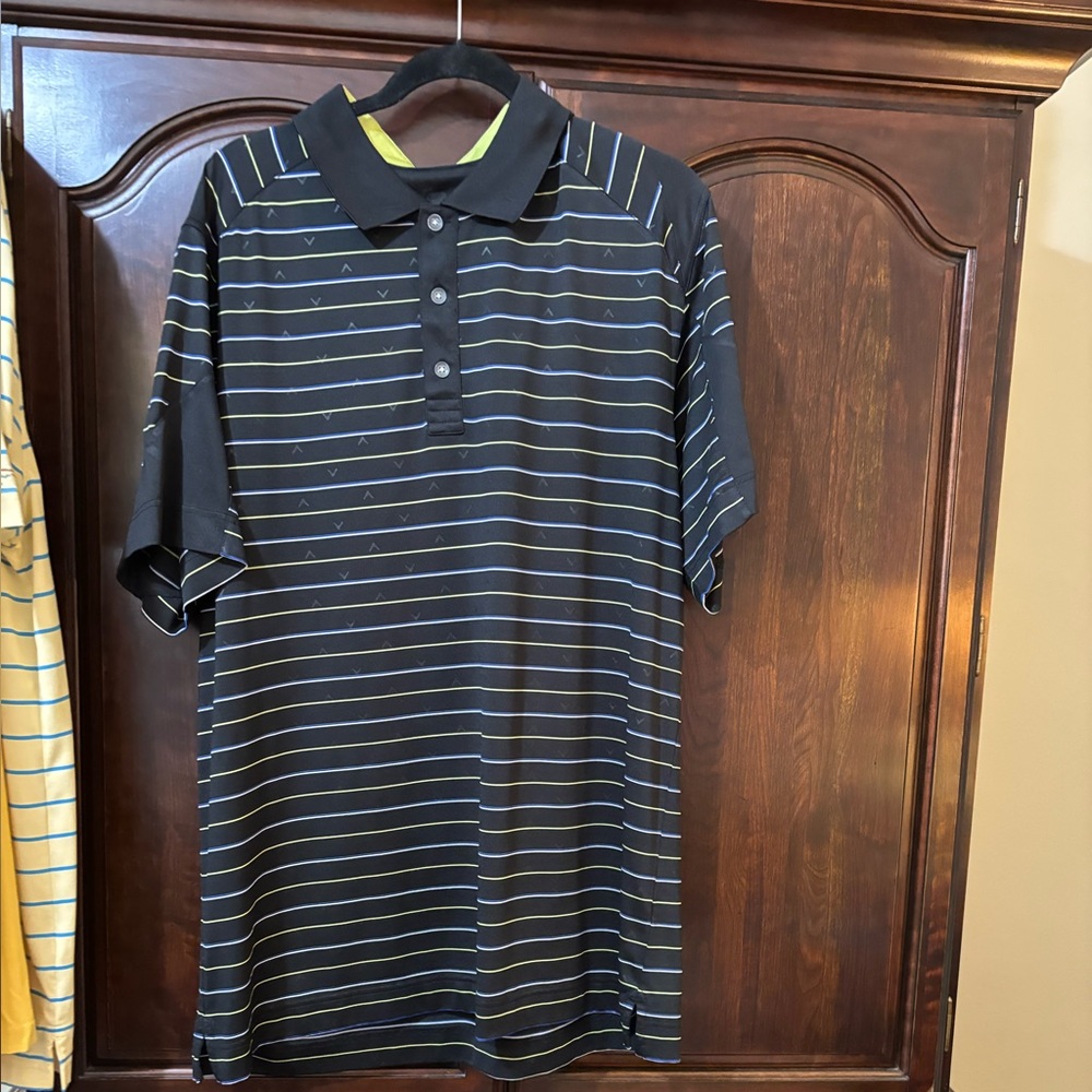 Callaway black polo with white stripes